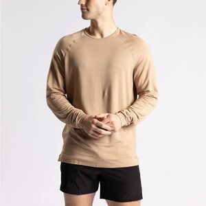 P’Tula Casual Long Sleeve Crew Neck Desert Tan Beige S Small
